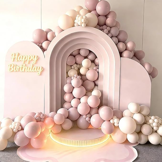 120pcs Dusty Pink Balloons, 18 12 10 5 inch Pastel Pale Lihgt Pink Balloons Different Sizes Dusty Rose Balloon Arch Kit for Boho Bachelorette Baby Shower Birthday Party Decorations