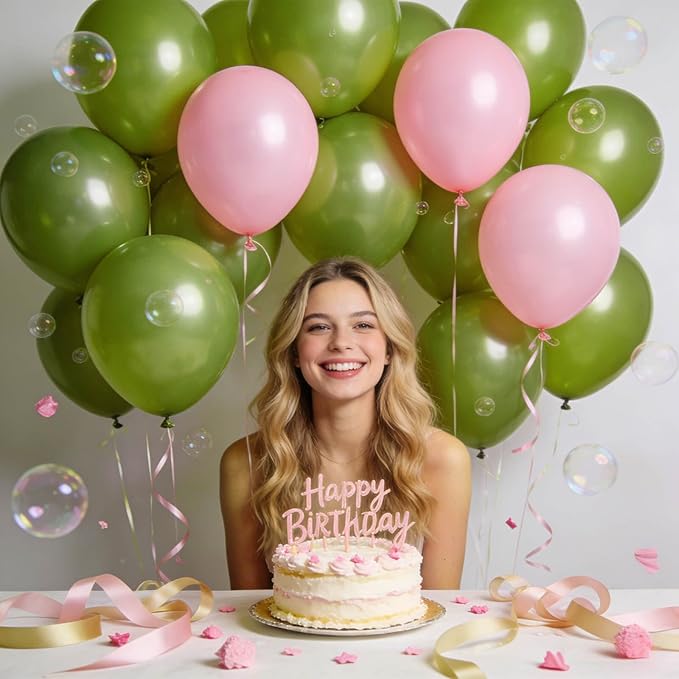 110pcs Olive Green Balloon 12 Inch, Olive Green Latex Balloons for Birthday Party Baby Shower Wedding(with 2 Ribbons).