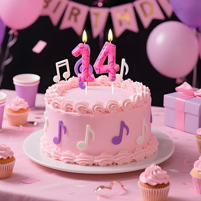 Number 4 Birthday Candle for Cake – Pink Gradient Number Candle with Mystic Rune Pattern, Decorative Cake Topper for Anniversary & Celebration