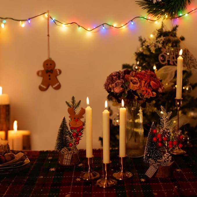 Candlestick Holders 6PCS, Metal Taper Candle Holder, Gold Vintage Candle Holders for Pillar Candles, Table Mantel Wedding Festive Decor Party Party Decor Christmas Decorations