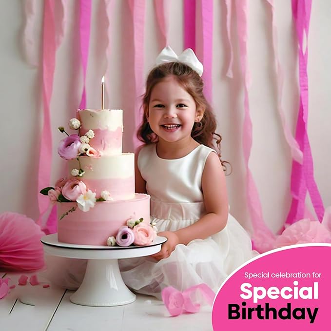Captain Décor 4 Hot Pink Streamers, 328ft Crepe Paper Streamers Rolls for Party Decorations, Birthday, Party and Wedding Decoration (1.8 inch x 82 ft/Roll)