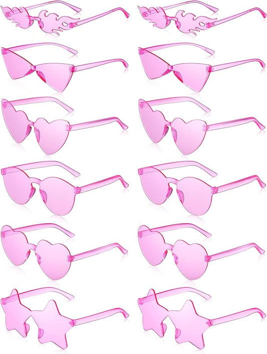 Kanayu 12 Pcs Mixed Style Rimless Sunglasses Retro Party Favors Eyewear for Bachelor Party Photoshoot Costume Accessories