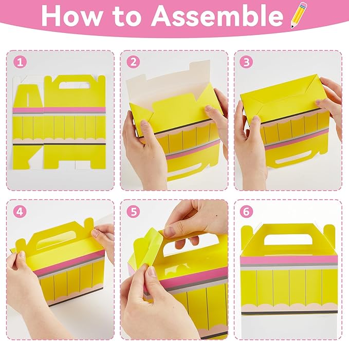 24Pcs Back to School Gift Boxes First Day of School Party Treat Boxes Pencil Crayon Apple Goodie Candy Box Teacher Appreciation Party Favor for Student Preschool Kindergarten Classroom Decorations