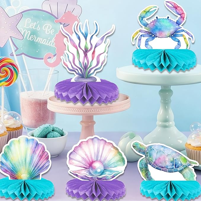 Mermaid Birthday Party Centerpieces (12-Pack) – Unique Under the Sea Themed Table Decorations for Girls, Mermaid Theme Party Supplies
