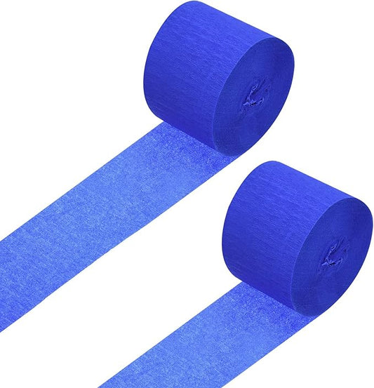 Crepe Paper Roll, Sapphire Blue Crepe Paper Streamers Sheets, [for Party Streamer Decorations, Birthday Party] - 1.8 Inch x 82 ft / 2 Roll