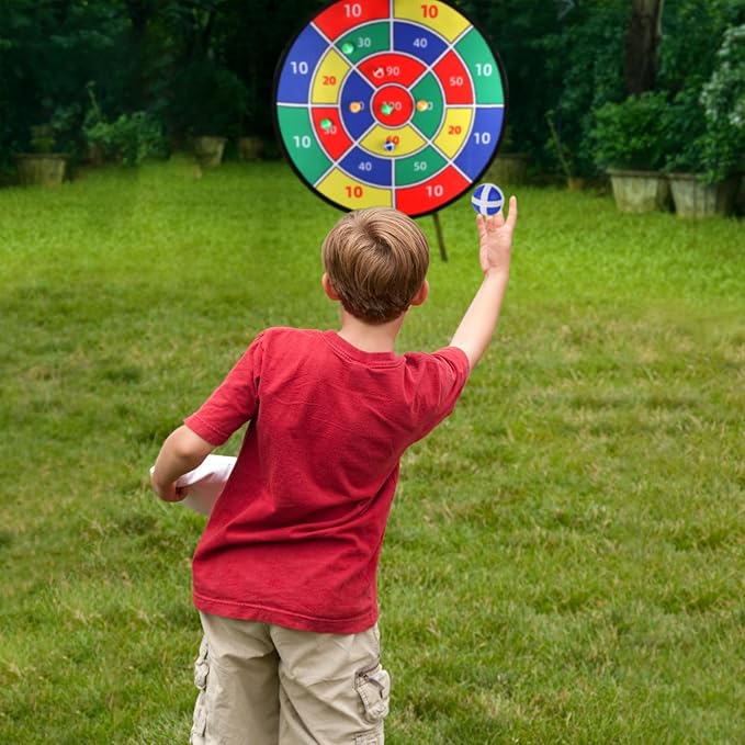 Toys Gifts for Kids Boys Daughter Son Birthday 29" Large Dart Board for Kids, Double-Sided Kids Dart Board with Sticky Balls, Indoor Sports & Outdoors Fun Party Play Games Toys