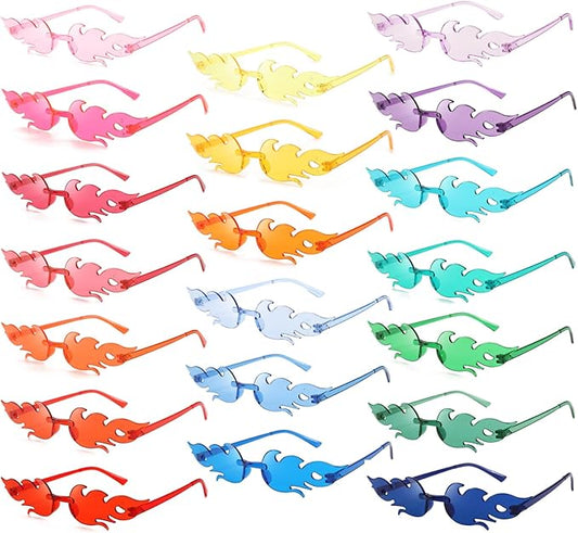 10/20 Pack Star/Heart Shape/Round/Butterfly/Cat Eye/Rectangle/Fire Rimless Tinted Party Sunglasses Color Glasses