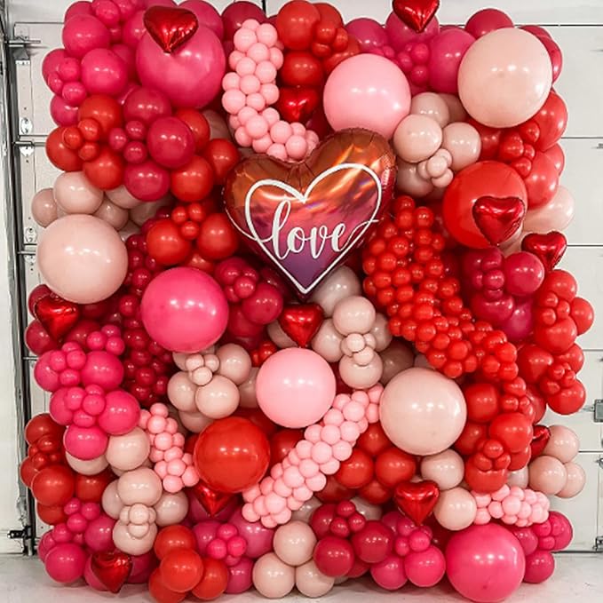 Awenztech 120pcs Red Balloon Arch Kit, 18 12 10 5 inch Red Latex Balloons Different Sizes Balloon Garland for Baby Shower Wedding Valentines Christmas Birthday Party Decorations