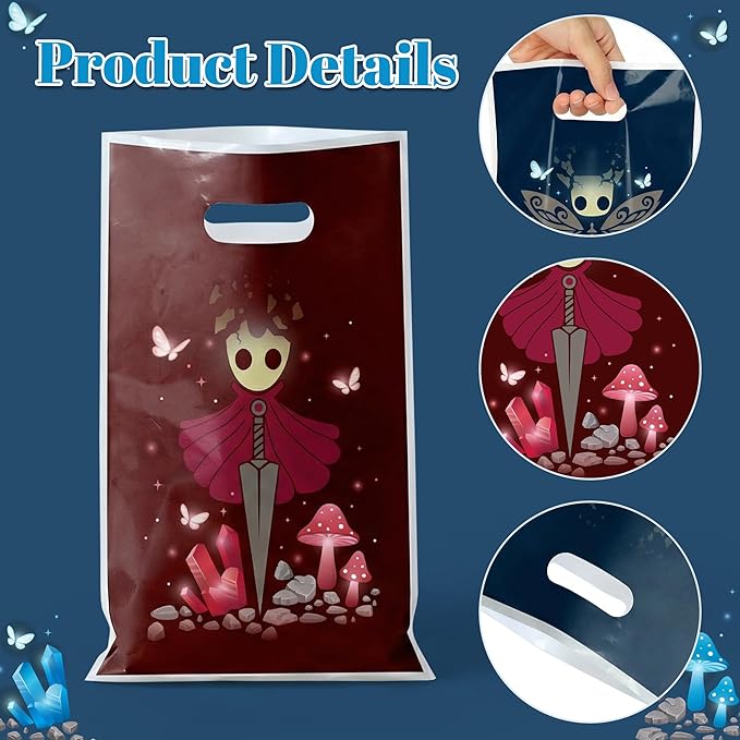 Andi Cppss Knight Gamer Party Favor Bags - 50PCS Gamer Goodie Bags for Birthday Decorations Knight Theme Treat Snack Candy Plastic Gift Bag for Gamers Game Lover Boys Birthday Gaming Party Favor Bag