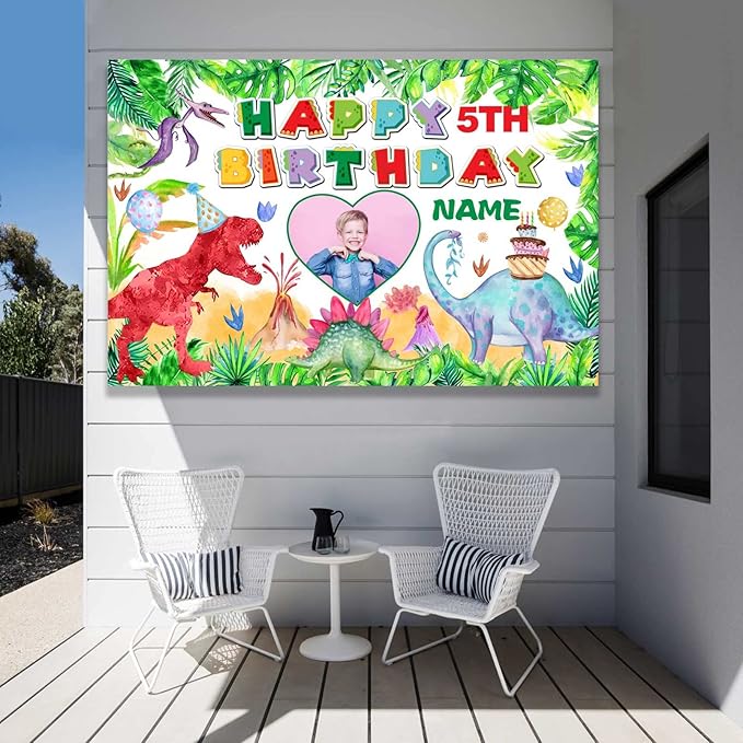 Custom Dinosaur Happy Birthday Party Decorations Supplies Personalized Dinosaur Birthday Backdrop Banner(6x9ft)