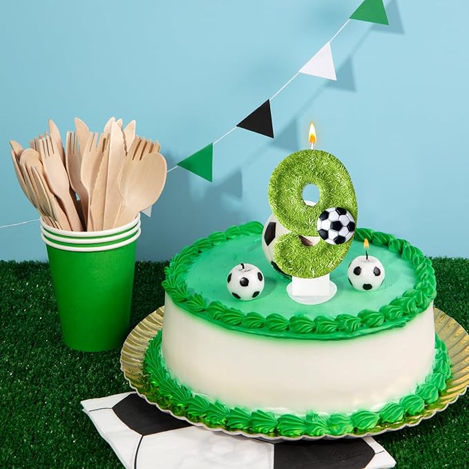 9th Birthday Candles，Soccer Birthday Decorations，Suitable for Girl and boy Cake Toppers, Wedding Cakes, Anniversaries, Party Celebrations, Birthday Decorations