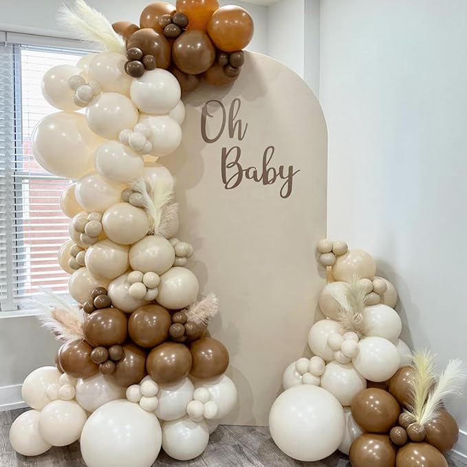 120pcs Brown Balloons, 18 12 10 5 inch Brown Balloons Different Sizes Brown Balloon Arch Kit for Baby Shower Wedding Anniversary Birthday Party Decorations