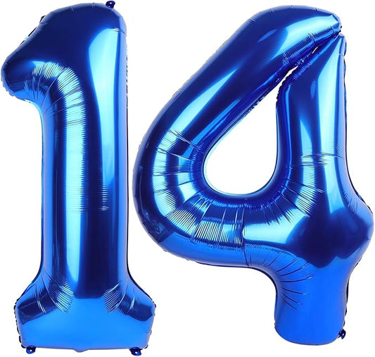 14 Balloon Numbers, Large 14th Dark Blue Birthday Decorations for 1 4 14 41, 40 Inch Foil Balloon for Wedding Engagement Photo Shoot Memorial Day's Supplies