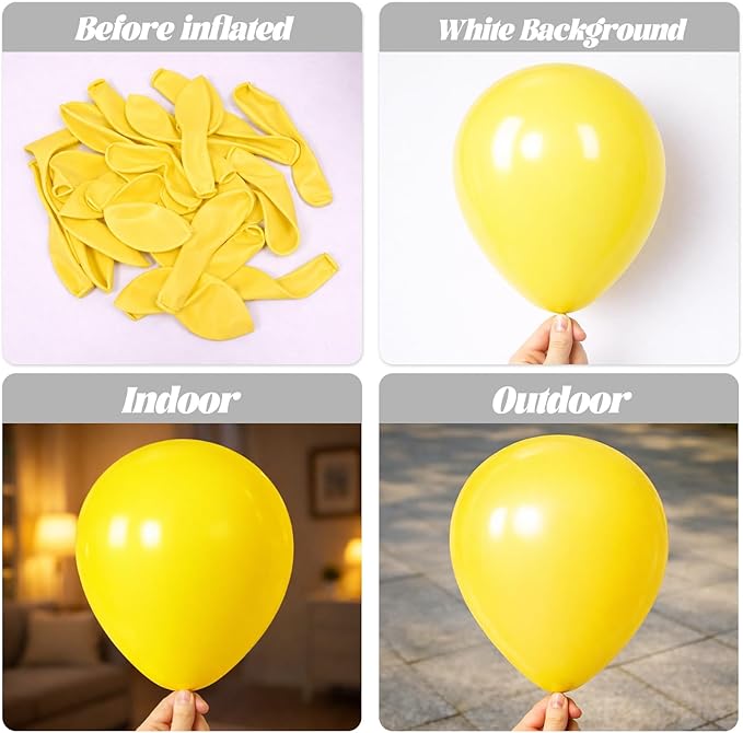 Voircoloria 130pcs Yellow Balloons Different Sizes 18" 12" 10" 5" Party Latex Balloons for Boys Girls Birthday Baby Shower Gender Reveal Wedding Sunflower Party Decorations