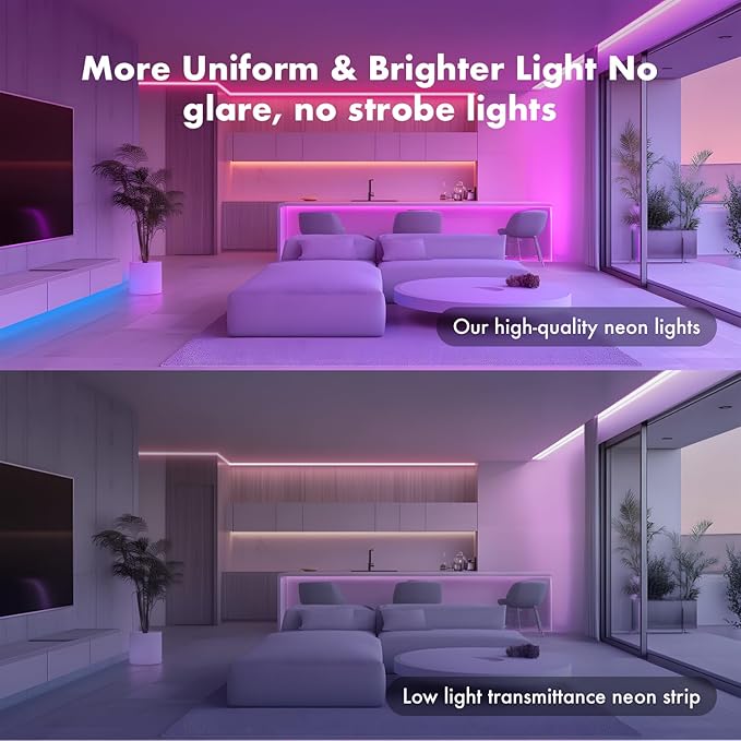 SILFU Neon Rope Lights, 20FT RGB LED Strip Lights, Waterproof IP67 LED Lights for Bedroom, DIY Design, Music Sync, 44 Key Remote Control, Multiple Modes for Bedroom, Holiday Decoration