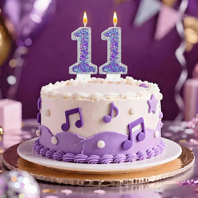 K-pop Number 1 Birthday Candle, Star Glitter Filled Number Candle, Purple Silver Fantasy Cake Topper for Birthday Party Decoration