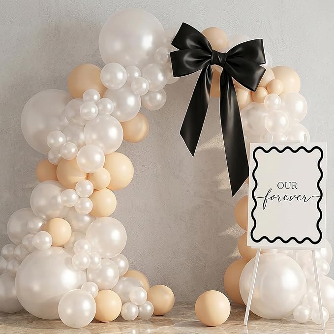 RUBFAC 135pcs Pearl White Balloons, Latex Balloon Different Sizes 18 12 10 5 Inch for Garland Arch Wedding Engagement Anniversary Bridal Baby Shower Birthday Party Decoration