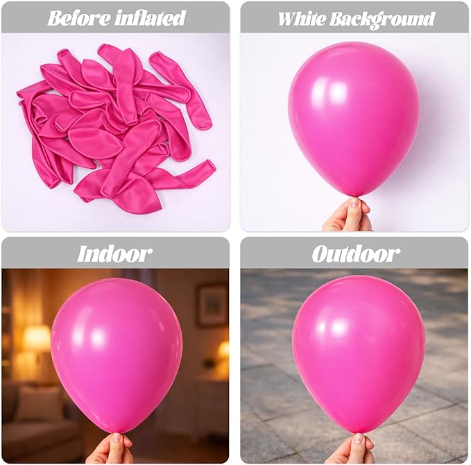 Voircoloria Hot Pink Balloons, 66pack 12inch Dark Pink Latex Party Balloons for Wedding, Birthday, Graduation, Bridal Shower, Baby Shower, Gender Reveal, Anniversary, Anniversary Party Decorations