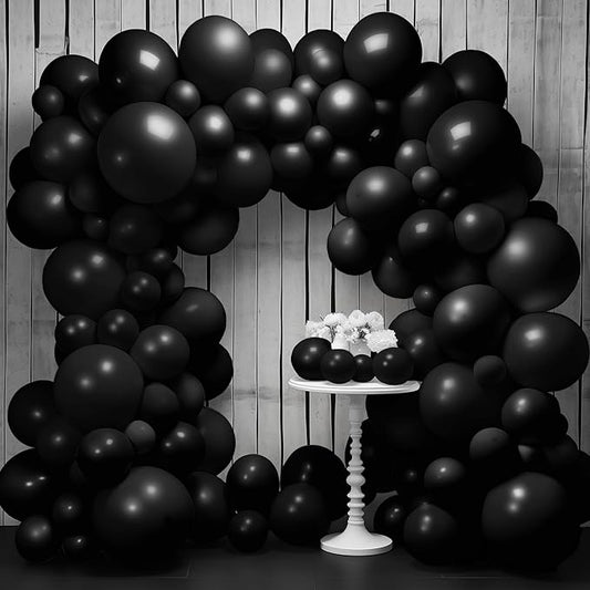 KatchOn, Black Balloons Arch Kit - Pack of 97 | Black Balloon Different Sizes for Birthday Decoration | Halloween Balloons for Halloween Decorations | Anniversary, New Year Decorations
