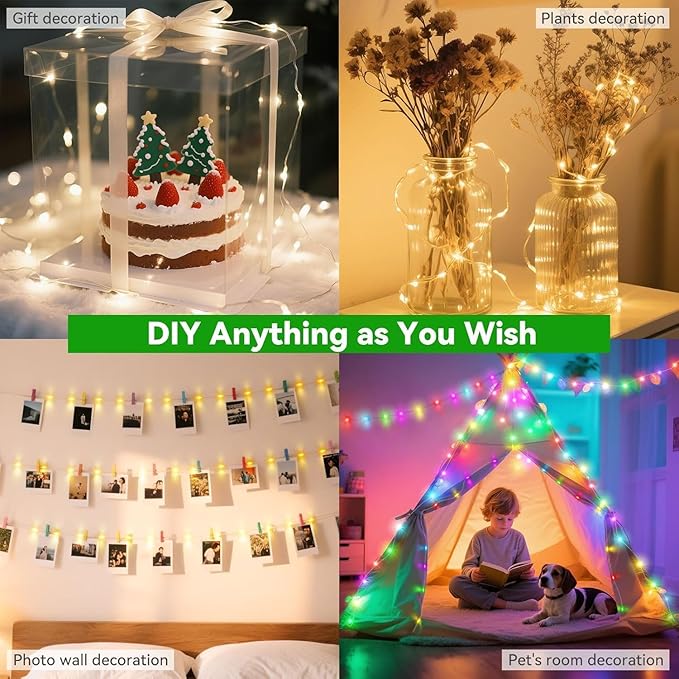 Lovelite 200 LED Fairy Lights Color Changing, 66 FT 35 Colors 4th of July Fairy Lights with Remote, Red White and Blue String Lights for Bedroom Christmas Holiday Wedding Party Indoor Outdoor Decor