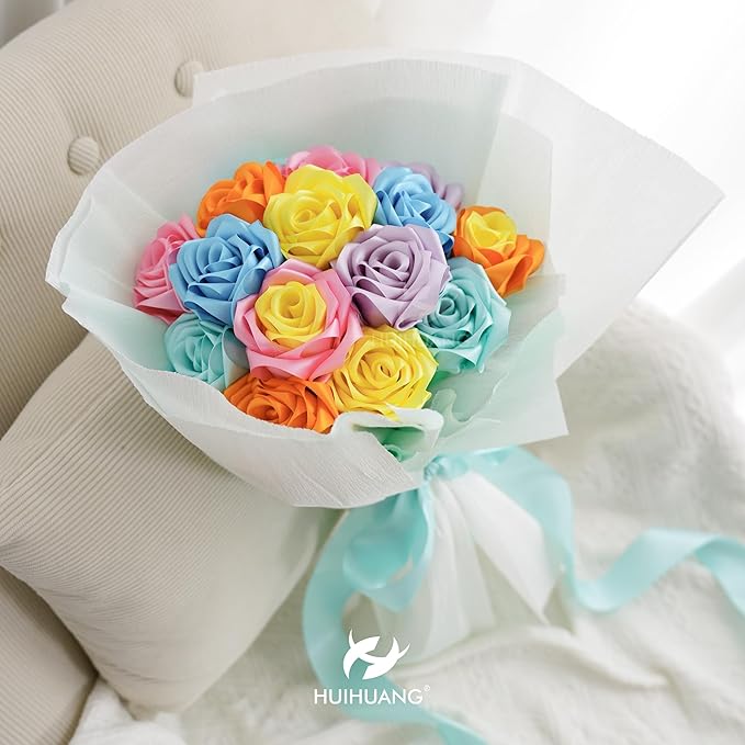 HUIHUANG Double Faced Satin Ribbon Assorted 1.5 inch Pastel Color Ribbons