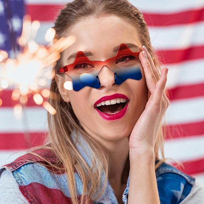 Matcheck 14 Star Shaped Rimless Sunglasses Transparent Candy Color Glasses Irregular One Piece Fun Party Eyewears Teen Adult