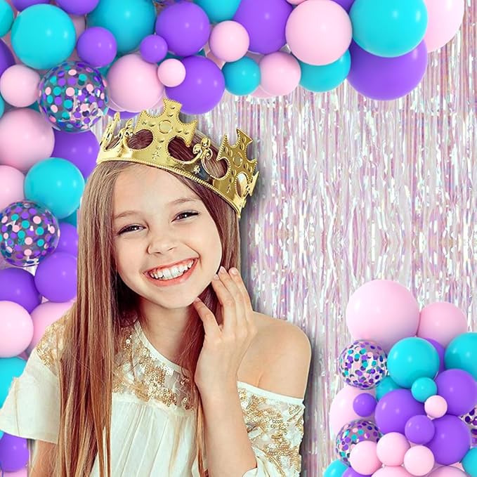 Teal Blue Pink Purple Balloon Arch Garland Kit - Aqua Turquoise Blue Balloons Pink Purple Balloons Baby Girl Birthday Balloons for Under the Sea Princess Birthday Baby Shower Party Decorations