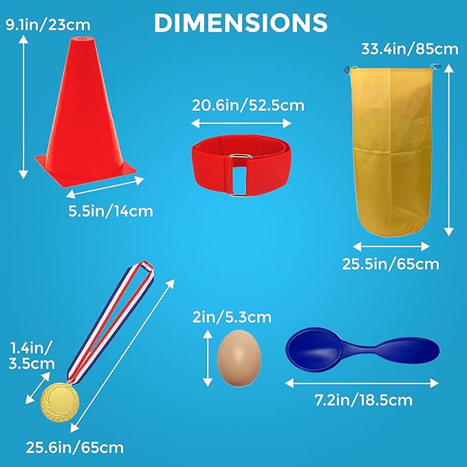 CircleCraft 53 Pcs Outdoor Games for Kids & Adults – Field Day & Lawn Carnival Games | Ring Toss, Bean Bag, Potato Sack Race Bags, Egg Spoon, Relay Race & Yard Game for Christmas and Easter