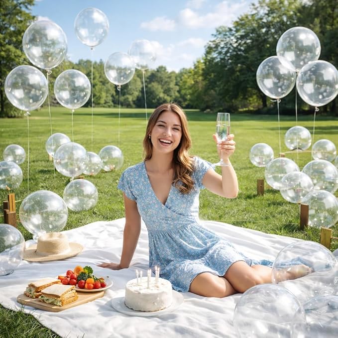 Clear Balloons 100 Pack, 12 Inch Round Latex Balloons, Helium Transparent Balloons for Wedding, Birthday, Baby Shower, Bridal Shower Party Decorations