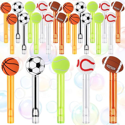 Jenaai 24 Pcs Sports Themed Bubble Wands Balls Shaped Bubble Wand Party Favors for Outdoor Summer Activity Cartoon Birthday Gifts Carnival Goody Bag Stuffers Wedding Supplies