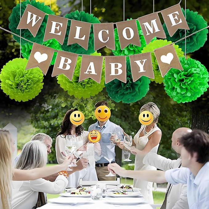 Green Tissue Paper Pom Poms 12Pcs- Hanging Paper Flowers for Wedding Birthday Graduations Christmas and Special Occasions(8 &10 & 12 inch)