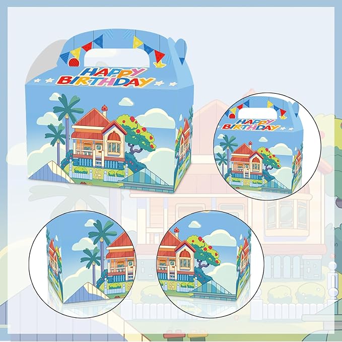12 PCS Blue Dog Birthday Party Supplies,Cartoon Blue Party Decorations bags, candy boxes,Dog Birthday Party Decorations