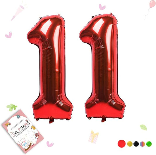 40 inch Number Balloon 0-9 Red Large Number 11 Balloons,Digital Balloons for Birthday Party Celebration Decorations Supplies, Helium Foil Number Balloons for Wedding Anniversary