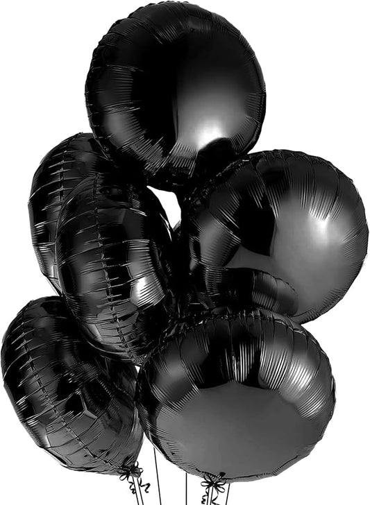 KatchOn, Big Black Balloons - 18 Inch, Pack of 6 | Foil Balloons for 2026 Graduation Decorations | Black Birthday Decorations | Mylar Balloon | Graduation Party Decorations | Grad Party Decoration