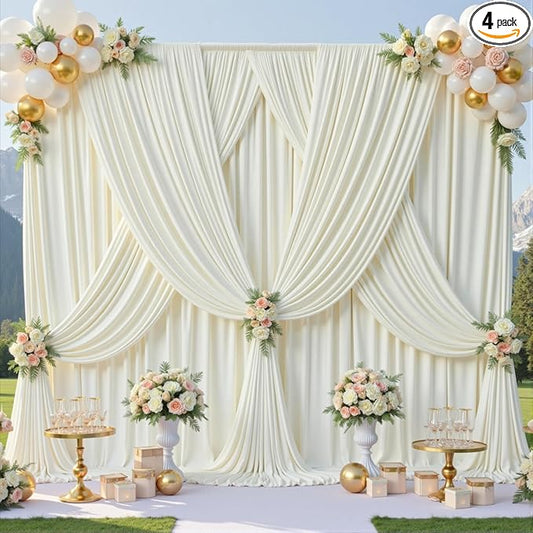 20ft x 10ft Wrinkle Free Ivory Wedding Backdrop Curtains for Party Bridal Shower Reception Decorations Ivory Fabric Curtain Backdrops Drapes for Photography Baby Shower Birthday Background