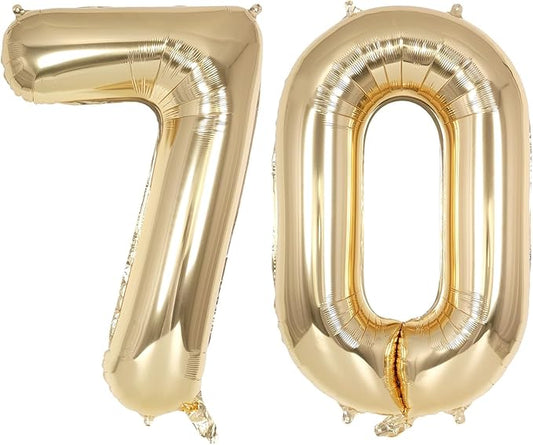 Champagne Gold Large Number 70 Balloon, 40 Inch Light Gold Foil Helium Number Balloons, Giant Mylar Number 70 Balloons for 70 Years Old Birthday Party Anniversary Decorations (Champagne Gold 70)