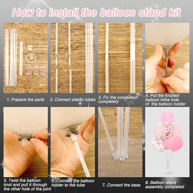 Balloon Stand Kit - 4 Sets with Balloon Sticks, Stands for Table & Floor, Archer with Base for Parties & Decorations