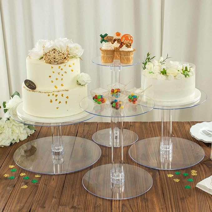 Efavormart Lovely 4 Tier XL Acrylic Crystal Glass Clear Cake Dessert Decorating Stand for Birthday Xmas Party Wedding