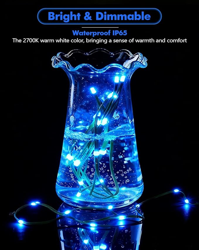 Outdoor String Lights, 328FT 1000 LED Fairy Lights, IP65 Waterproof Outside with Remote, 8 Lighting Modes Dimmable Timer Hanging LED Lamp for Camping Garden Patio Christmas Decor Yard Fence Tree