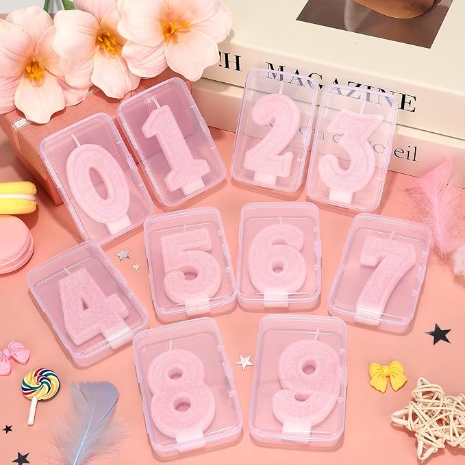 Cute Number 6 Birthday Candle, Glitter Pink Number Candles, Birthday Cake Topper Decoration, Party Supplies Anniversary Celebrations