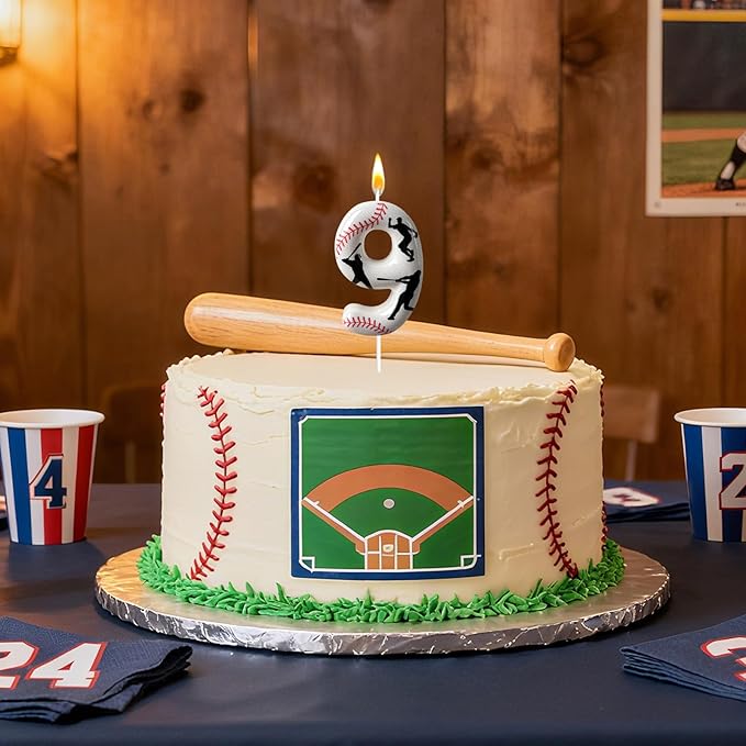 Baseball Birthday Number Candle, Number 9 Candles for Cake Topper, Ideal Birthday Parties Cake Decor, Wedding Anniversary and Other Celebrations (Candle 9)