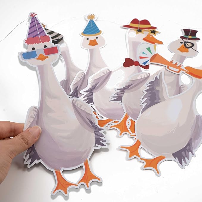 Cheerland Silly Goose Party Decorations Garland Birthday Banner Garden Tea Party Hanging Funny Goose Go Duck Decoration Supplies Farm Themed Cute Boys Girls Baby Shower Decor for Spring Garden Parties