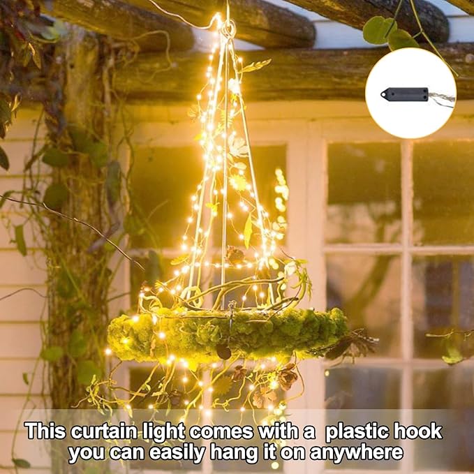 Lemical 300LEDs Fairy Curtain Lights 98FT (10×9.8FT Strands) Fairy String Lights with 8 Modes Remote Control Curtain String Light for Bedroom Wedding Christmas Tree Window Ceiling Decor (Warm White)