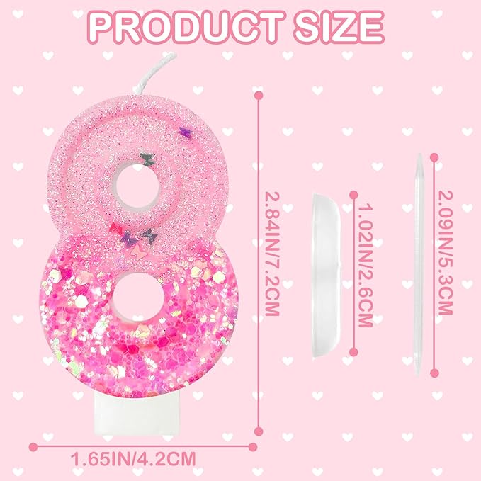 Pink Sequin Birthday Candles, Cake Number Candles, Girls 0th Birthday Decorations, Suitable for Birthday Parties, Anniversary Party Decorations(18)