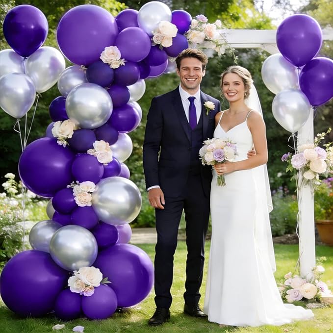 110pcs Purple Balloons 12 inch, Purple Latex Balloons for Birthday Party Baby Shower Wedding(with 2 Ribbons).