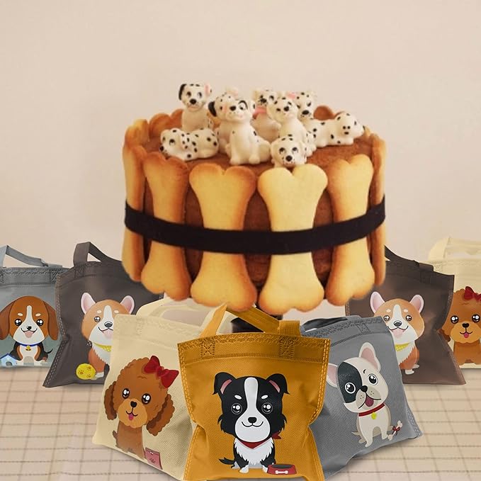 BANBALLON 20 PCS Dog Party Treat Bags - Puppy Non-Woven Goodie Bags for Kid & Baby Showers, Dog Theme Party Supplies