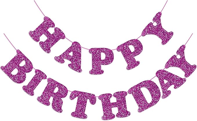 Purple Happy Birthday Banner Birthday Party Decorations Happy Birthday Banner Bunting Garland Sign for Kids Boys Girls Adults Birthday Baby Shower Celebration Party Backdrops Supplies