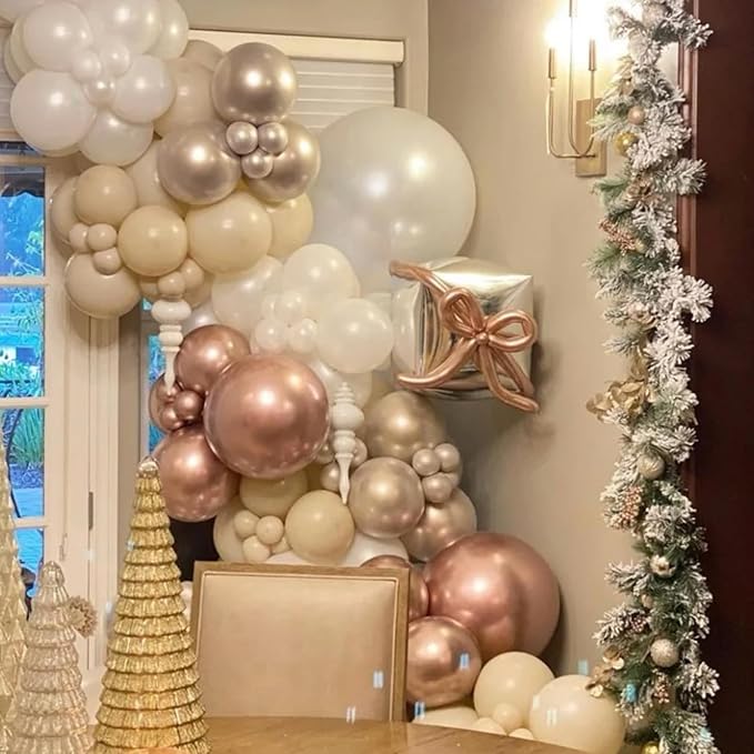 Voircoloria 90pack Rose Gold Balloons Different Size 18/12/10/5 Inch Rose Gold Balloon Garland Arch Kit for Graduation, Wedding, Birthday, Princess Theme Party, Valentine's Day Party Decorations