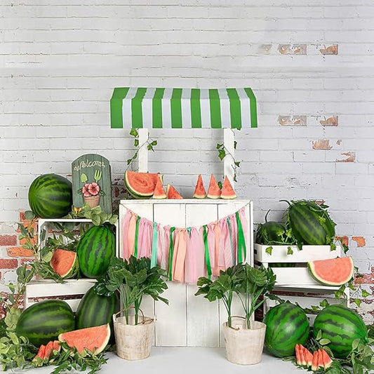 Kate Watermelon Shop Photography Backdrops 8x8ft Soft Fabric Summer Theme Photo Background Baby Children Kids Birthday Party Decor Backgrounds