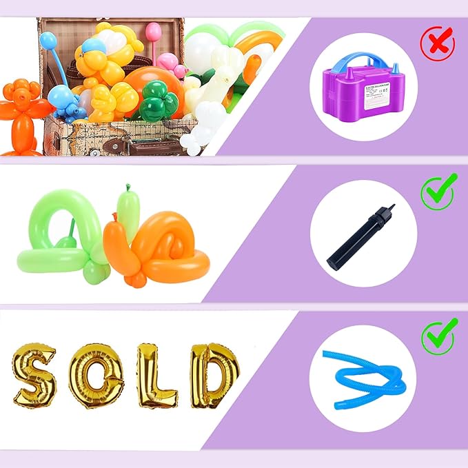 QIPUMP Balloon Pump,Dual Nozzles Electric Balloon Pump with 100 Balloons, Balloon Inflator Air Pump Balloon Blower with Tying Tool, Colored Ribbons for Party Birthday Wedding Festival Decoration
